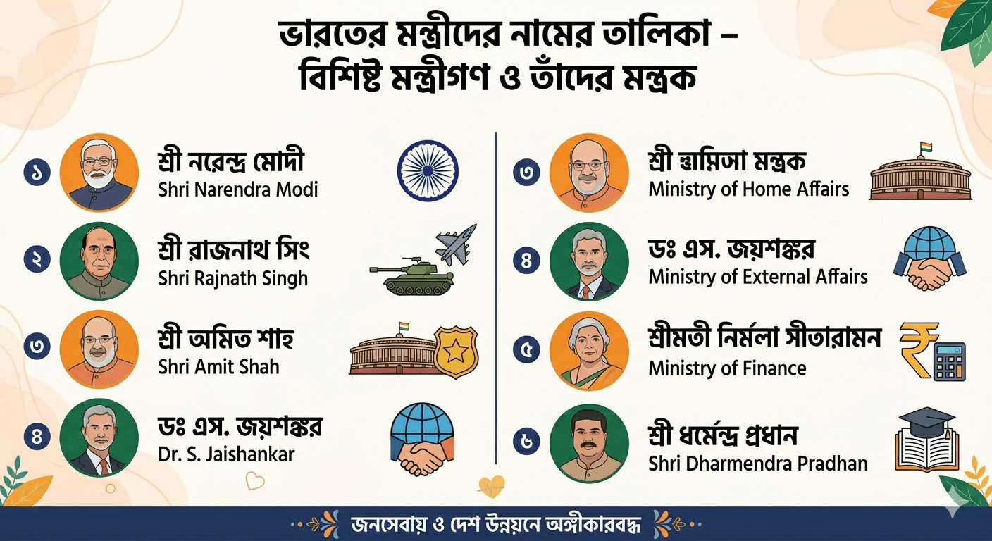 ভারতের মন্ত্রীদের নামের তালিকা