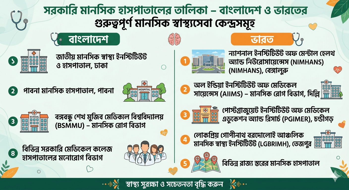 সরকারি মানসিক হাসপাতালের তালিকা
